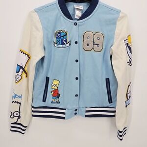 The Simpson Varsity Jacket Bart I Didn't Do It Blue Boy's Size 18/20 XXL